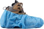 Disposable Shoe Covers 16" x 6.5". Blue Boot Covers 100 Pack. Polypropylene 50 gsm Splash Proof Shoes Protectors. 50 Pairs of Thick Protective Booties