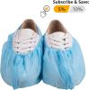 300 Pack of Disposable PP Shoe Covers Blue Shoe Protectors Premium Quality Protective Shoe Covering Recyclable Boot Covers Non-Slip Heavy-Duty Thick P