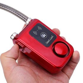 Cycling Intelligent Phone APP Control Smart Alarm Bluetooth Lock Waterproof 110dB Alarm Bicycle Lock Outdoor Anti Theft Lock (Color: R)