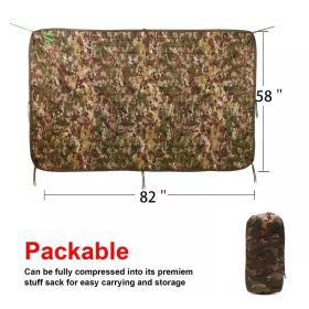 Tactical Army Poncho Liner Camouflage Water Repellent Woobie Quilted Blanket Suitable for Camping, Shooting, Hunting (Color: Camo)