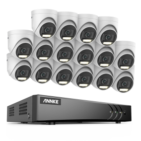 ANNKE 16CH 5MP DVR Security Surveillance Kits 16Pcs 5MP PIR Outdoor Cameras IP67 Weatherproof DVR SECUR Camera System Alarm 265+ (Build-in HDD: 2T, Color: 16PCS Camera Kits)