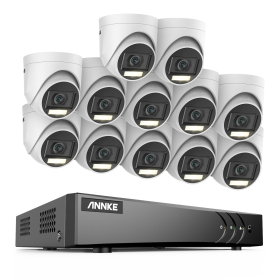 ANNKE 16CH 5MP DVR Security Surveillance Kits 16Pcs 5MP PIR Outdoor Cameras IP67 Weatherproof DVR SECUR Camera System Alarm 265+ (Build-in HDD: 4T, Color: 12PCS Camera Kits)