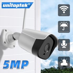 5MP Smart Outdoor Camera WIFI Waterproof CCTV Camera Security Outdoor Alarm TF Card Slot IP Cam Night Vision CamHi APP (Sensor Size: 5MP With 32G TF, Focus: 3.6mm)