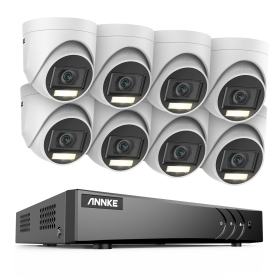 ANNKE H.265+ 8CH 5MP DVR Security Surveillance Kits 8pcs 5MP PIR Outdoor Cameras IP67 Weatherproof DVR SECUR Camera System Alarm (Build-in HDD: 1T, Color: 8CH DVR 8Pcs Kits)