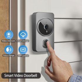 1pc smart wireless doorbell, smart 2.4G WIFI video doorbell, Tuya APP smart system control, two-way intercom, night vision function, video call (Color: Grey)