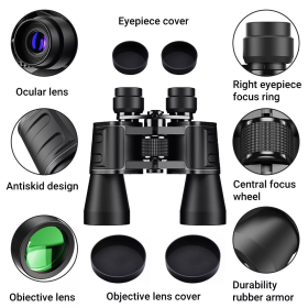 180x100 High Power Military Binoculars Day Night Vision Compact Waterproof Binoculars For Bird Watching Hunting Travel Football Games Stargazing With (Color: Black)