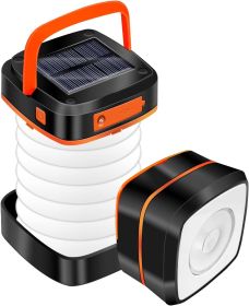 Solar Lantern Camping, Collapsible Solar Camping Light Rechargeable LED Portable USB Solar Lamp IP54 Waterproof Lights for Backpacking Gear (Color: Orange)