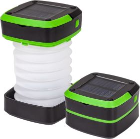 Solar Lantern Camping, Collapsible Solar Camping Light Rechargeable LED Portable USB Solar Lamp IP54 Waterproof Lights for Backpacking Gear (Color: Green)