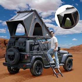 Explorer Rooftop Tent Hardshell with Luggage Racks & Replaceable Netting Rain Curtains, Truck Bed Tent for Camping (Color: Black Gray)