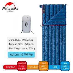 Naturehike CW280 Sleeping Bag Ultralight Envelope Sleeping Bags Portable Quilt Hiking Travel Camping Goose Down Sleeping Bag (Color: Navy - CW280)